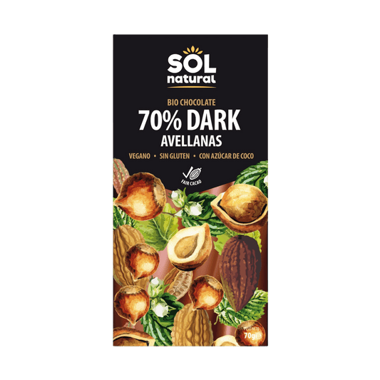 Chocolate Negro 70% con Avellana Bio SolNatural