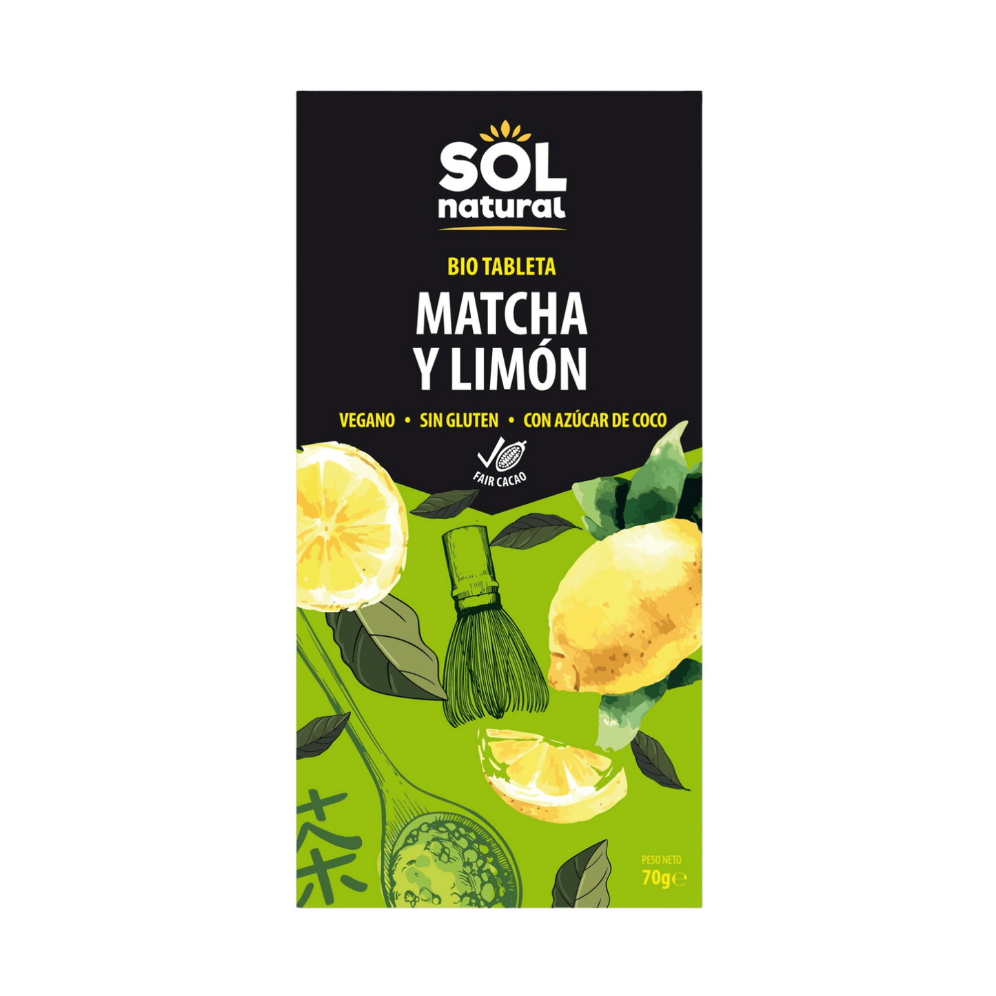 Chocolate con Matcha y Limón Bio SolNatural