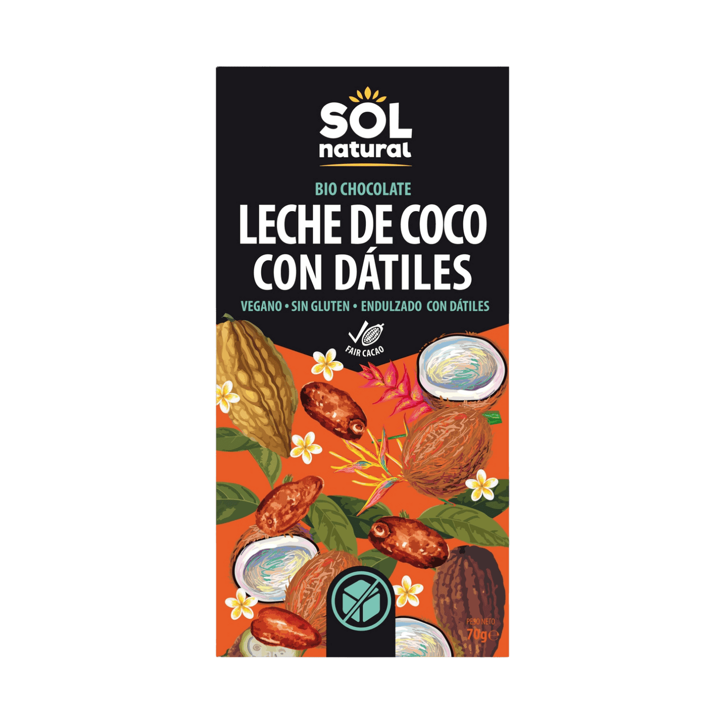 Chocolate con Leche de Coco y Dátiles Bio SolNatural