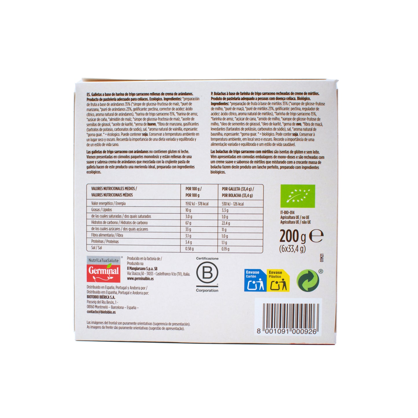 Galletas Arándanos Trigo Sarraceno BIO - Germinal