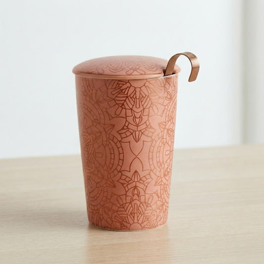 Taza Tisanera Mandira – Porcelana de Doble Pared con Infusor (350ml)